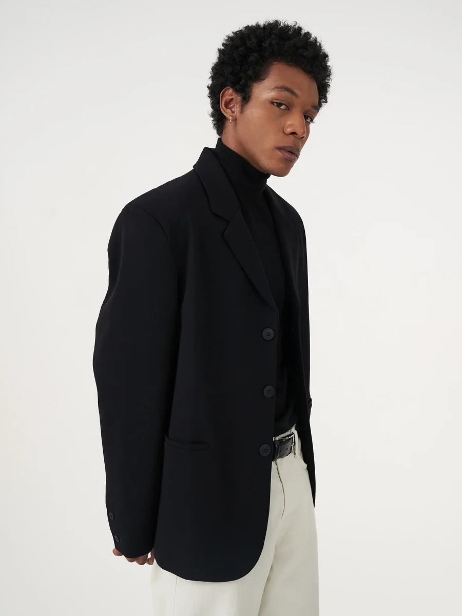BUTTON BLACK OVERSIZED BLAZER - Image 2