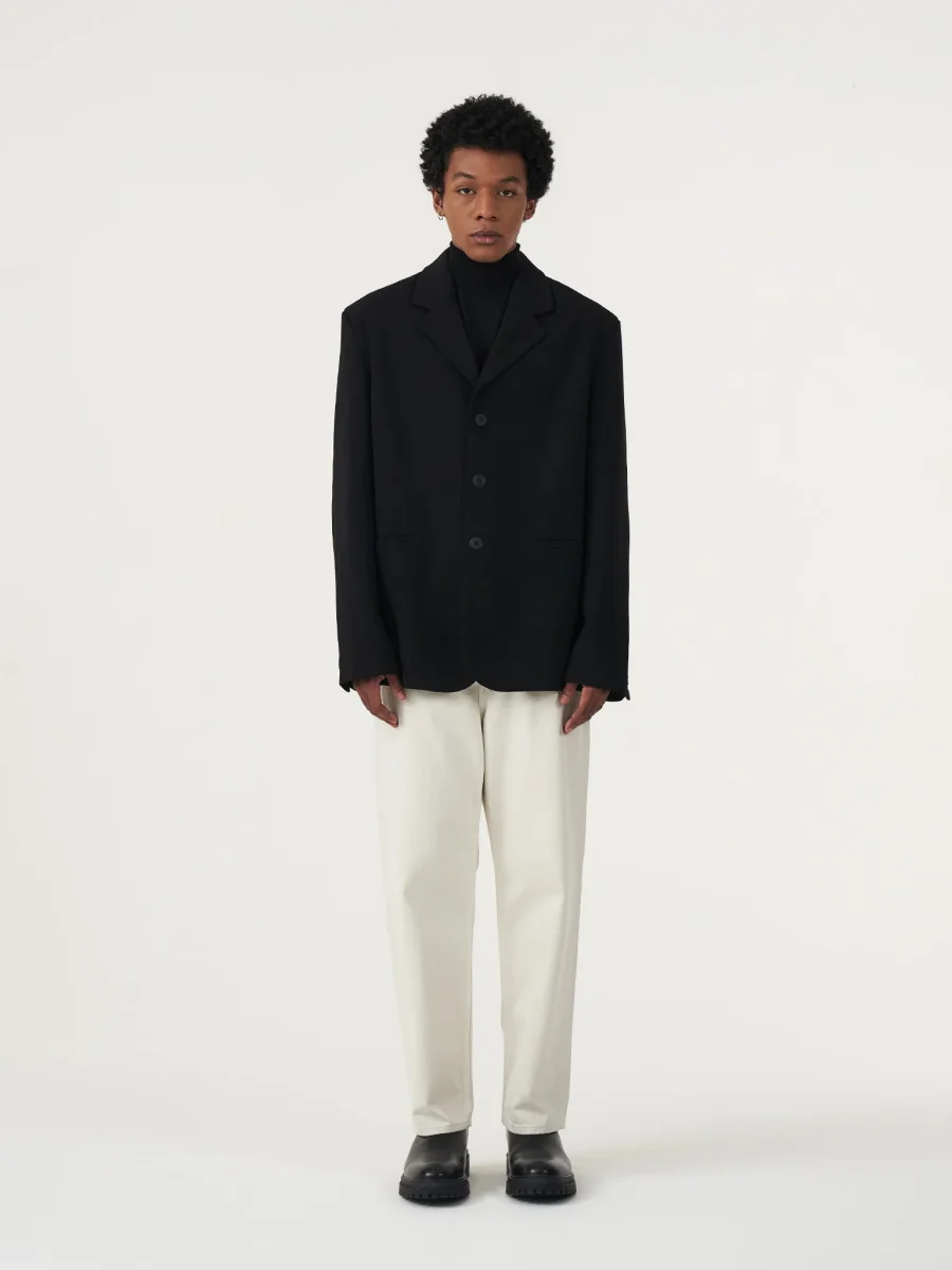 BUTTON BLACK OVERSIZED BLAZER - Image 3