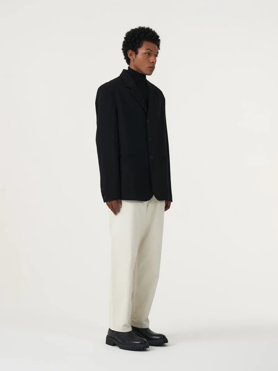 BUTTON BLACK OVERSIZED BLAZER - Image 5