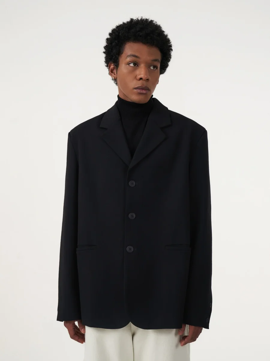 BUTTON BLACK OVERSIZED BLAZER - Image 6